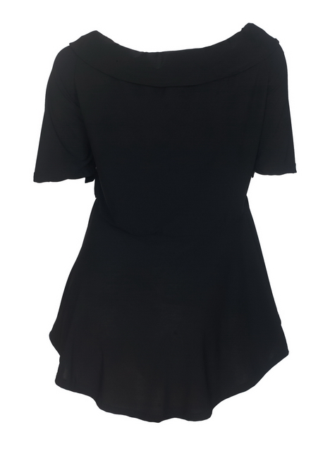 Plus Size Button Detail Peplum Top Black Photo 2