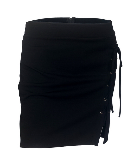 Plus SIze Lace Up Mini Skirt Black Photo 1