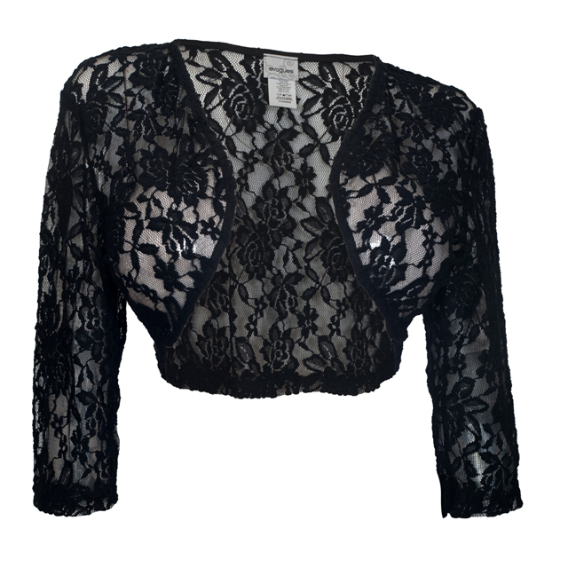 Women's Open Front Sheer Lace Bolero Shrug Black Photo 1