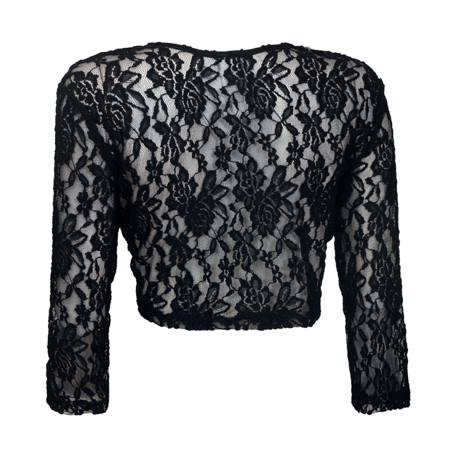 Women's Open Front Sheer Lace Bolero Shrug Black Photo 2