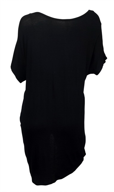 Plus Size Asymmetric Draped Front Asymmetric Tunic Top Black Photo 2