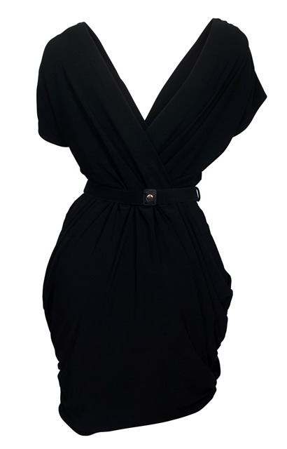 Plus size Deep V-Neck Wrap Bodice Dress Black Photo 2