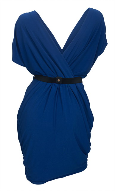 Plus size Deep V-Neck Wrap Bodice Dress Royal Blue Photo 2