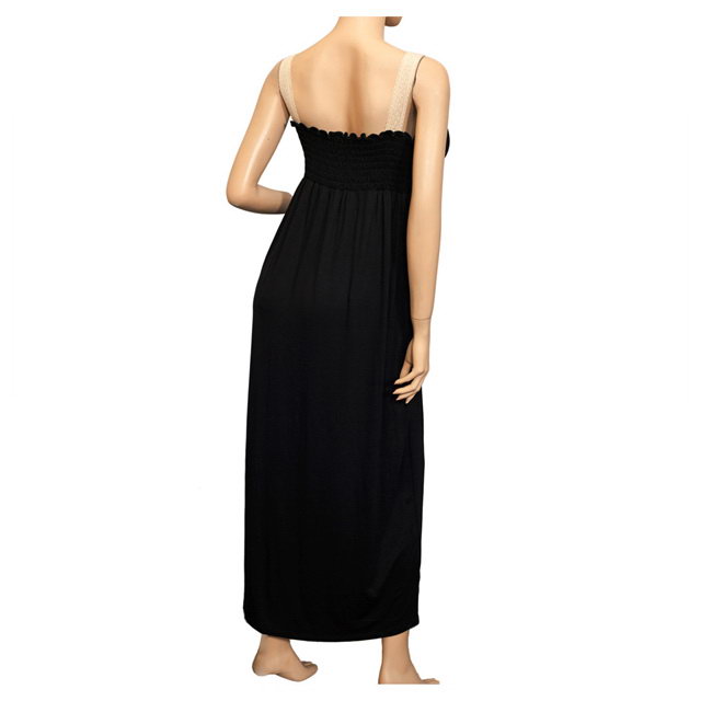 Plus Size Embroidery Print Empire Waist Maxi Dress Black Photo 3