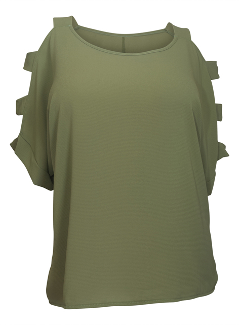 Plus Size Cutout Sleeve Top Olive Photo 1