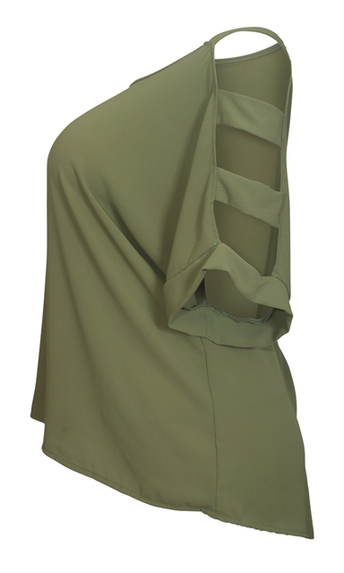 Plus Size Cutout Sleeve Top Olive Photo 3