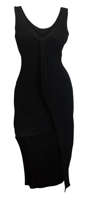 Plus size Asymmetric Hemline Sleeveless Dress Black Photo 1