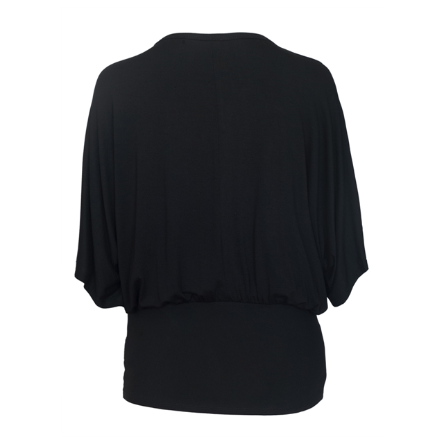 Women's Lace Up Detail Dolman Sleeve Top Black Photo 2