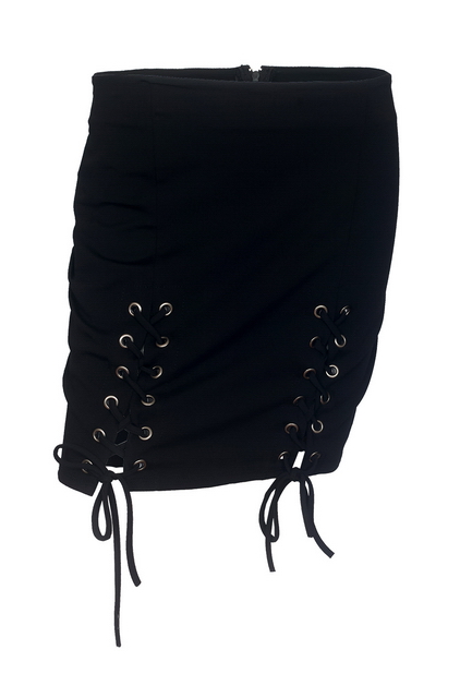 Plus Size Lace Up Mini Skirt Black 19618 Photo 1