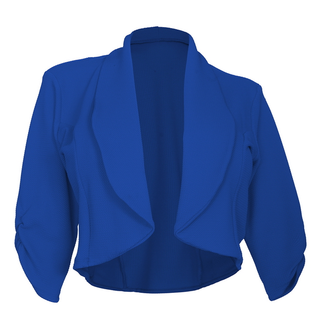 Plus Size Open Front Cropped Jacket Royal Blue Photo 1