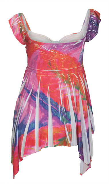 Plus size Deep V-neck Asymmetric Slimming Sublimation Print Top Pink 0610162 Photo 2