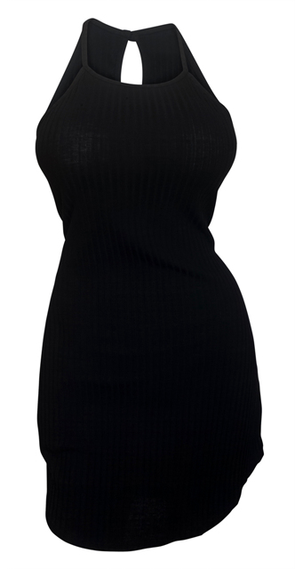 Plus size Open Back Sleeveless Mini Dress Black Photo 1