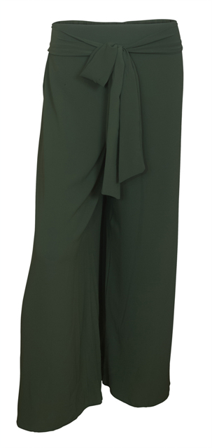 Plus size Chiffon Long Gaucho Chiffon Pants Olive Photo 1