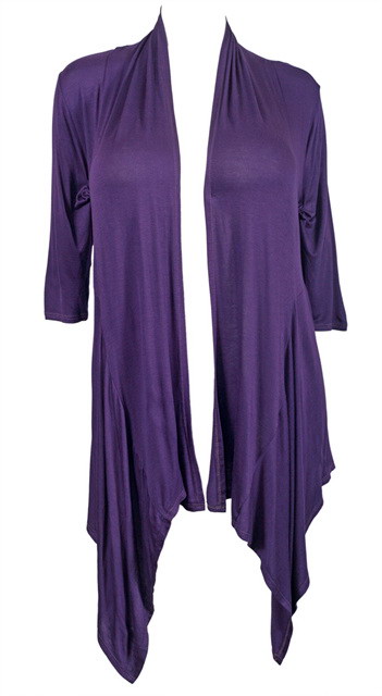 Plus Size Longline Drape Front Cardigan Purple Photo 1