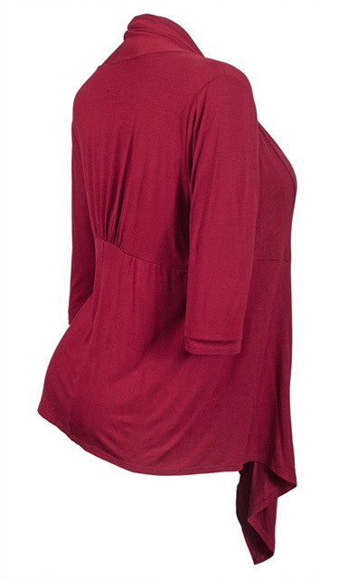 Plus Size Longline Drape Front Cardigan Burgundy Photo 2