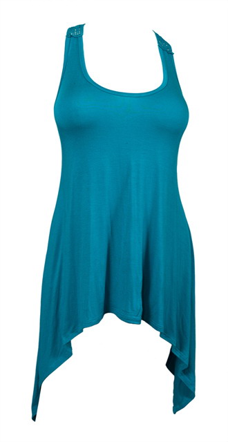 Plus size Laced Back Sleeveless Tunic Top Teal Photo 1