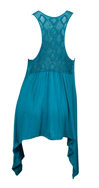 Plus size Laced Back Sleeveless Tunic Top Teal Photo 2