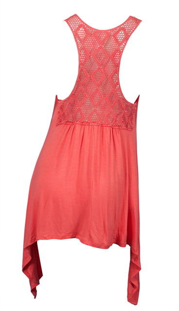 Plus size Laced Back Sleeveless Tunic Top Coral Photo 2