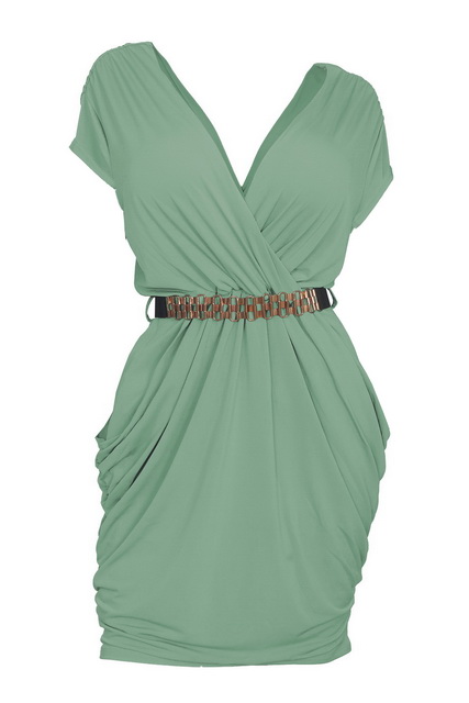 Plus size Deep V-Neck Wrap Bodice Dress Moss Green Photo 1