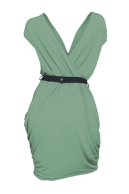 Plus size Deep V-Neck Wrap Bodice Dress Moss Green Photo 2