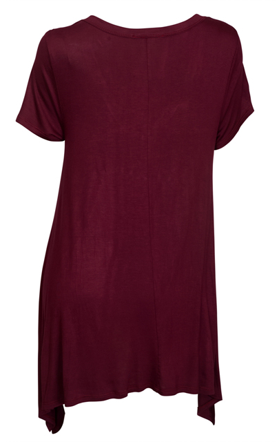 Plus Size Lace Up Tunic Top Burgundy Photo 3