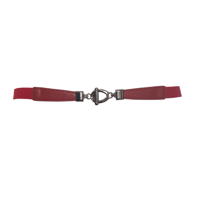 Plus size Metal Buckle Skinny Elastic Cinch Belt Red Photo 1