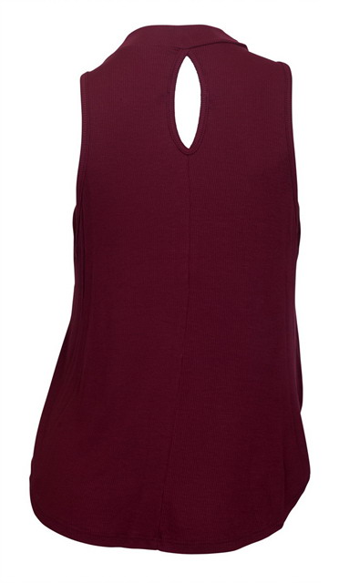 Plus Size Cropped Sleeveless Peephole Top Burgundy Photo 2