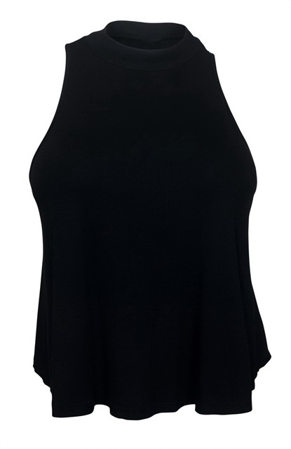 Plus Size Cropped Sleeveless Peephole Top Black Photo 1