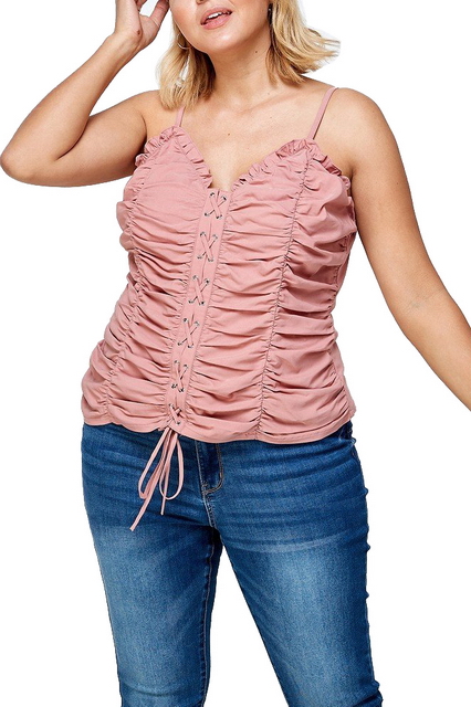 Plus Size Lace Up Corset Top Mauve Photo 1