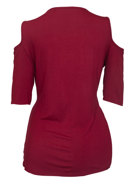 Plus Size Wrap Bodice Top with Necklace Detail Burgundy Photo 2