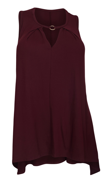 Plus Size Keyhole Sleeveless Tunic Top Burgundy Photo 1