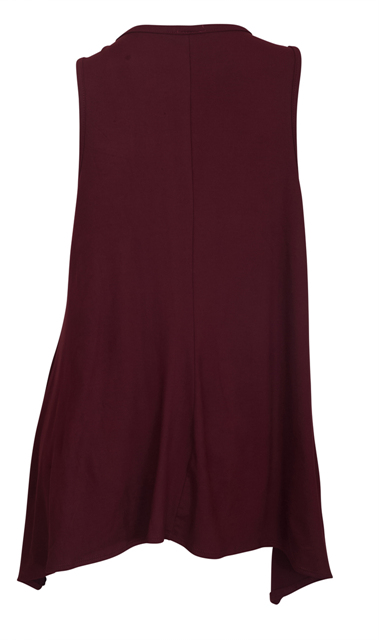 Plus Size Keyhole Sleeveless Tunic Top Burgundy Photo 2