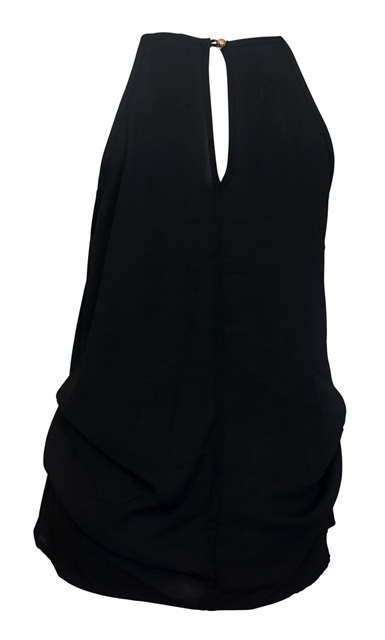 Plus Size Sleeveless Chiffon Keyhole Top Black Photo 2