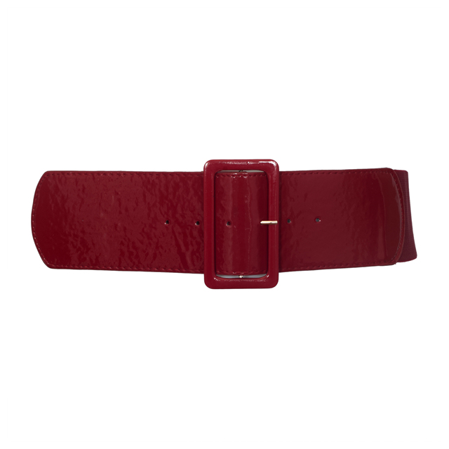 Women's Wide Patent Leather Fashion Belt Burgundy Photo 1