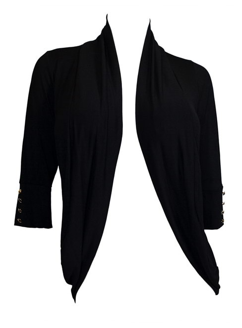 Plus Size Shawl Collar Open Front Cardigan with Button Detail Black Photo 1