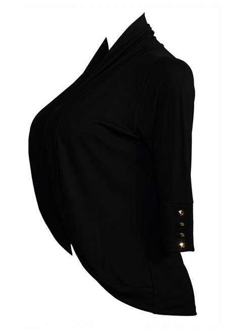 Plus Size Shawl Collar Open Front Cardigan with Button Detail Black Photo 2