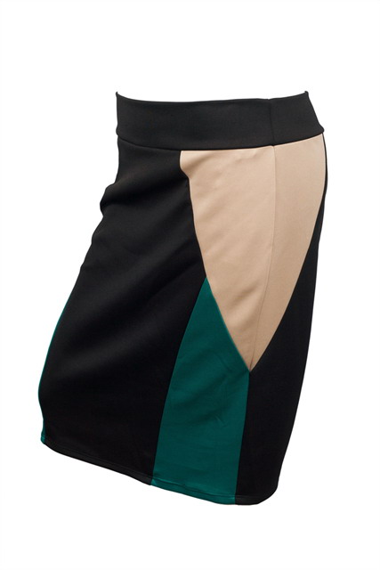 Plus Size Color Block Skirt Teal Photo 2