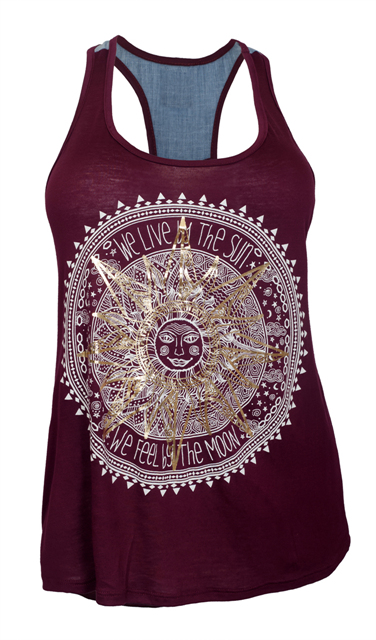 Plus Size Designer Print Racer-Back Tank Top Wine Photo 1