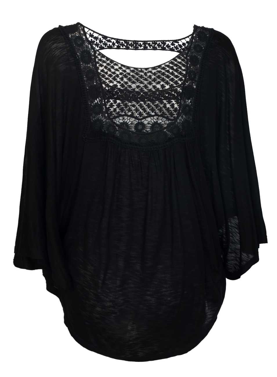 Plus Size Crochet Poncho Top Black Photo 2