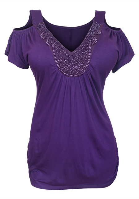 Plus size Drop Shoulder Top Purple 9116 Photo 1