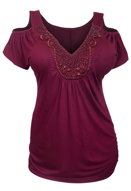 Plus size Drop Shoulder Top Wine 9116 Photo 1