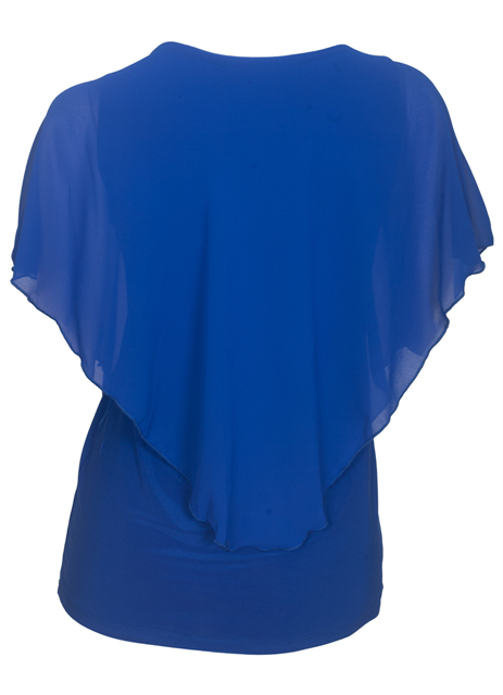 Plus Size Layered Poncho Top Pearl Pendant Royal Blue 18927 Photo 2