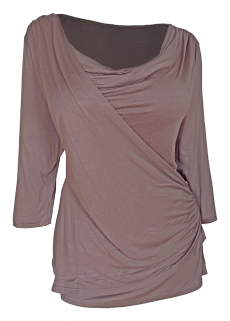 Plus Size Cowl Neck Drape Front Top Taupe Photo 1