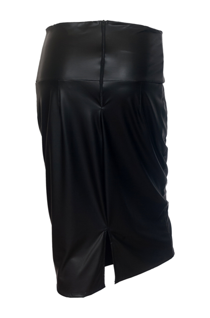 Plus Size Leatherette Lace Up Skirt Black Photo 2