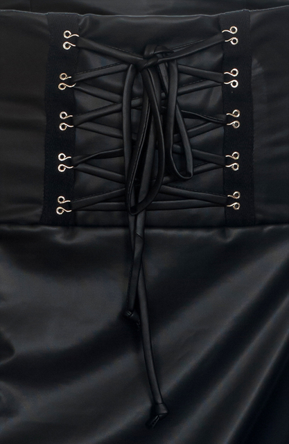 Plus Size Leatherette Lace Up Skirt Black Photo 1