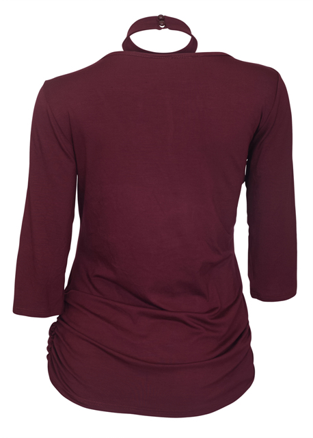 Plus Size Mock Turtleneck Cutout Top Burgundy Photo 2