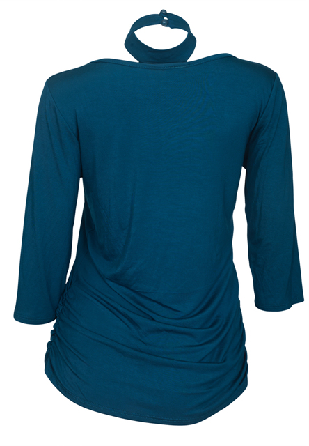 Plus Size Mock Turtleneck Cutout Top Teal Photo 2