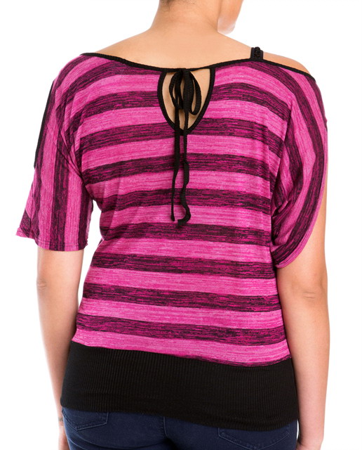 Plus Size Designer Print Off Shoulder Top Pink Photo 4