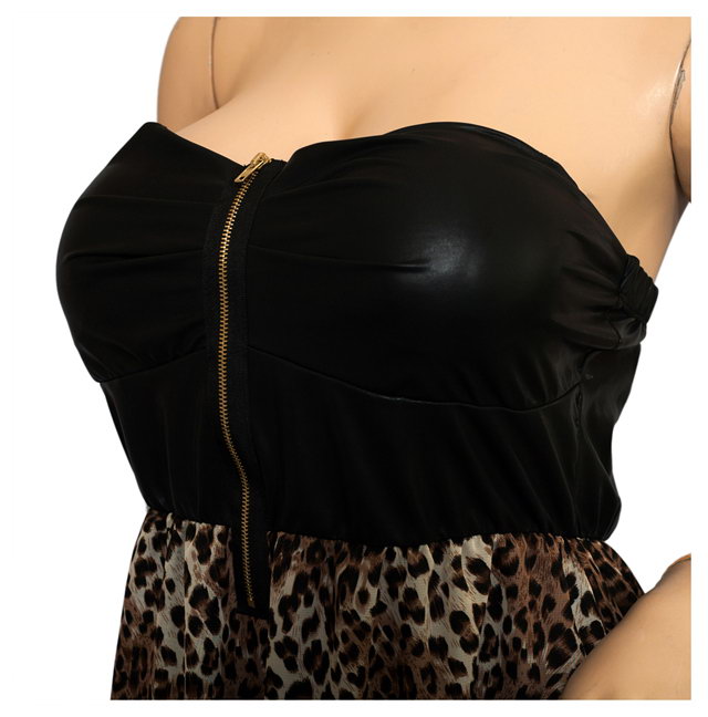 Plus size Strapless Zip-Front Hi-Lo Dress Animal Print Photo 3