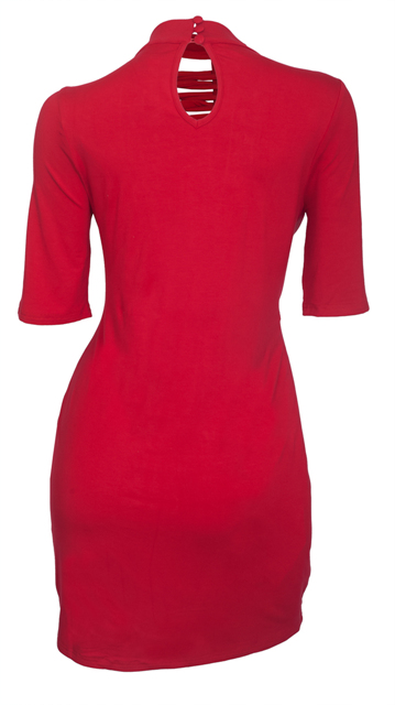 Plus Size Mock Turtleneck Lace Up Dress Red Photo 2